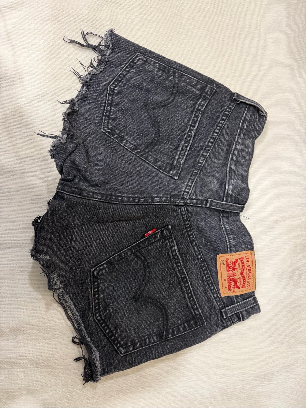 Levi's Black Distressed Denim Cutoff Shorts